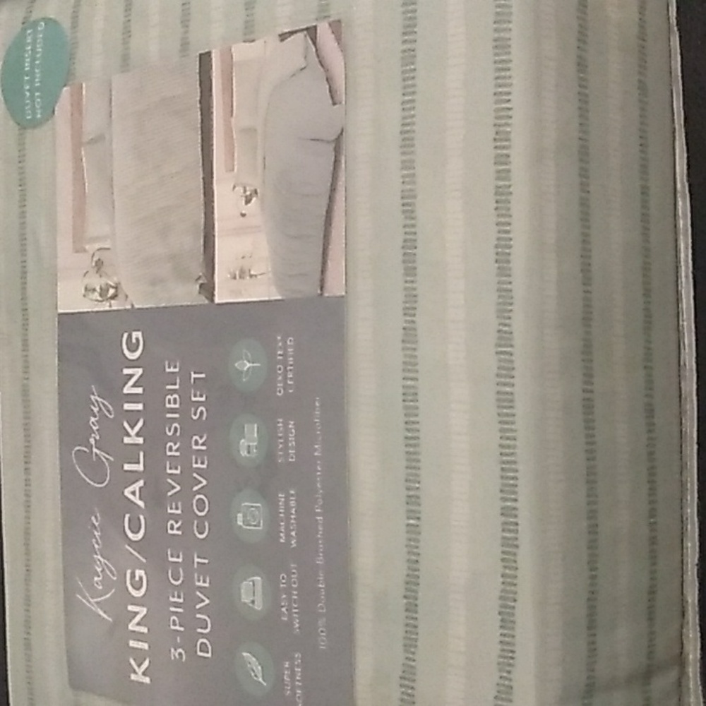 Kaycie Gray 3 Piece Duvet Cover Set King / Cal king Reversible